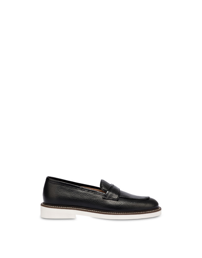 Pollini Mocassini In Vitello Mannish Nero/nero