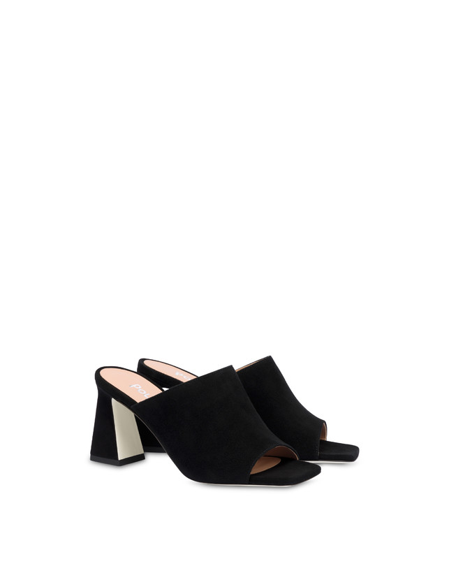 Pollini Mules Con Tacco In Camoscio Nina Nero