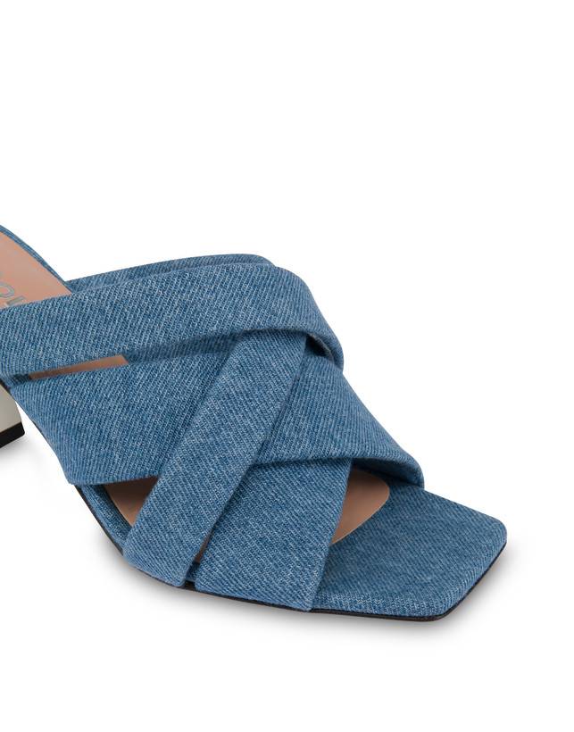 Pollini Mules Con Tacco In Tessuto Denim Denim
