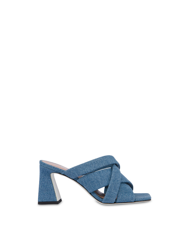 Pollini Mules Con Tacco In Tessuto Denim Denim