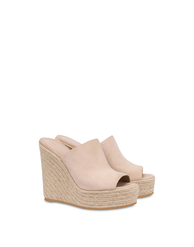 Pollini Mules Con Zeppa In Camoscio Playa Sabbia