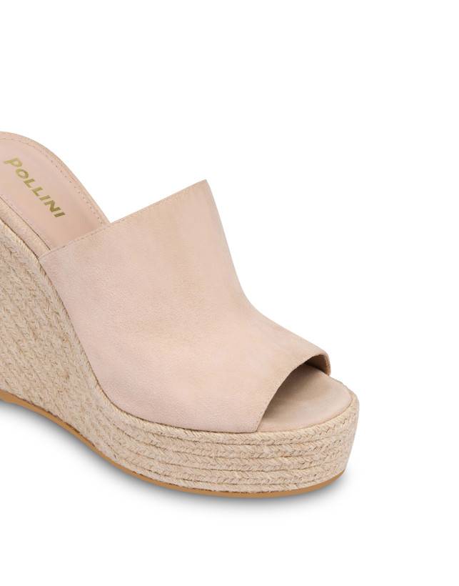 Pollini Mules Con Zeppa In Camoscio Playa Sabbia