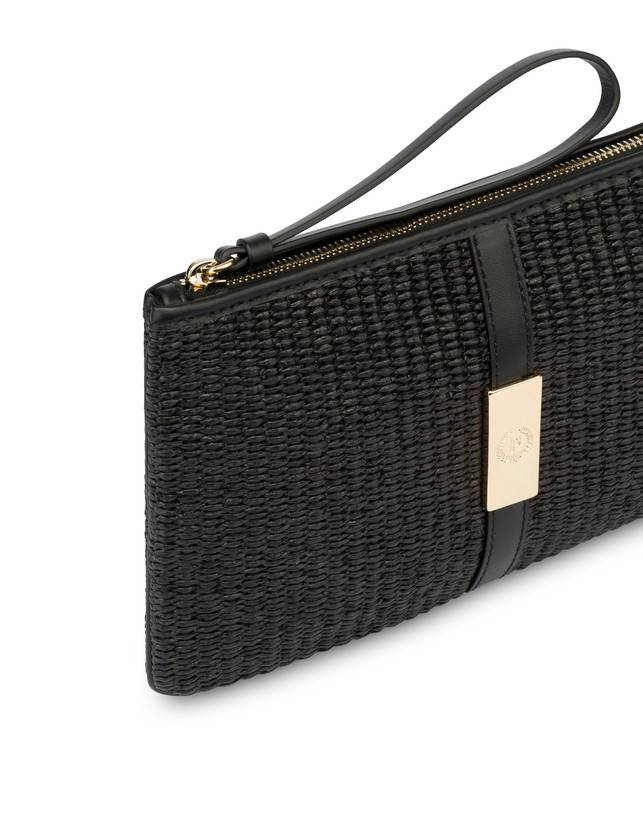 Pollini Pochette In Paglia Essence Nero