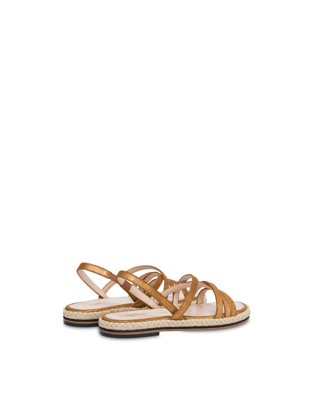 Pollini Sandali Flat In Crosta Laminata Playa Oro