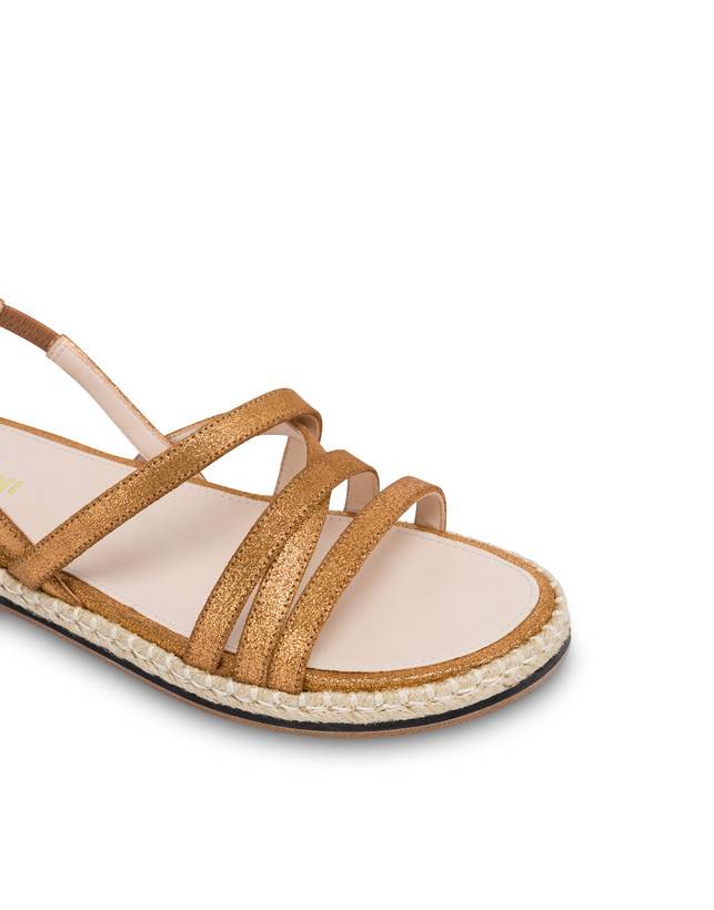 Pollini Sandali Flat In Crosta Laminata Playa Oro