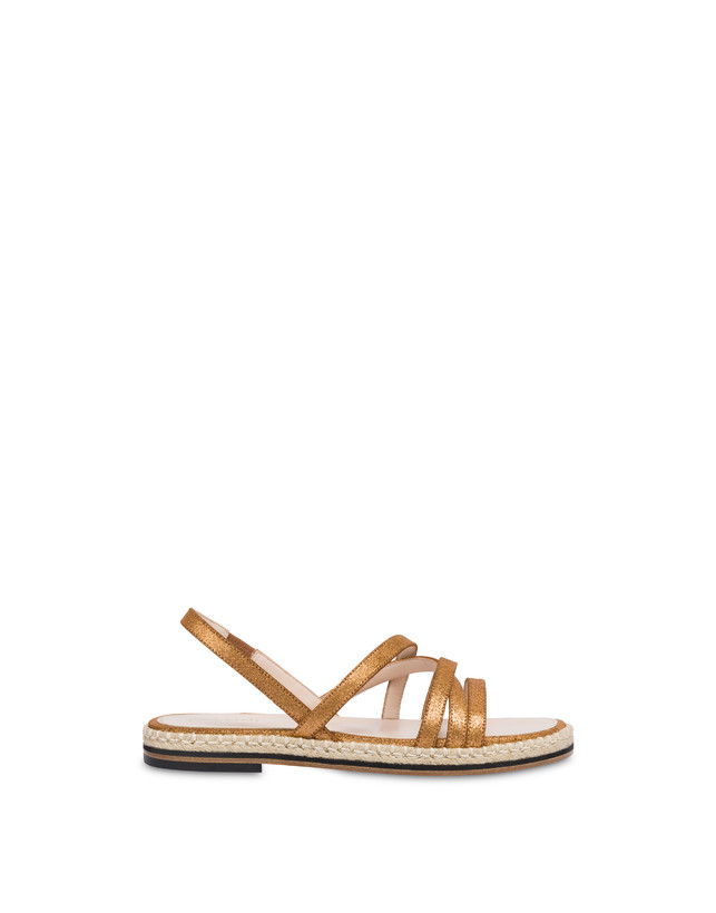 Pollini Sandali Flat In Crosta Laminata Playa Oro