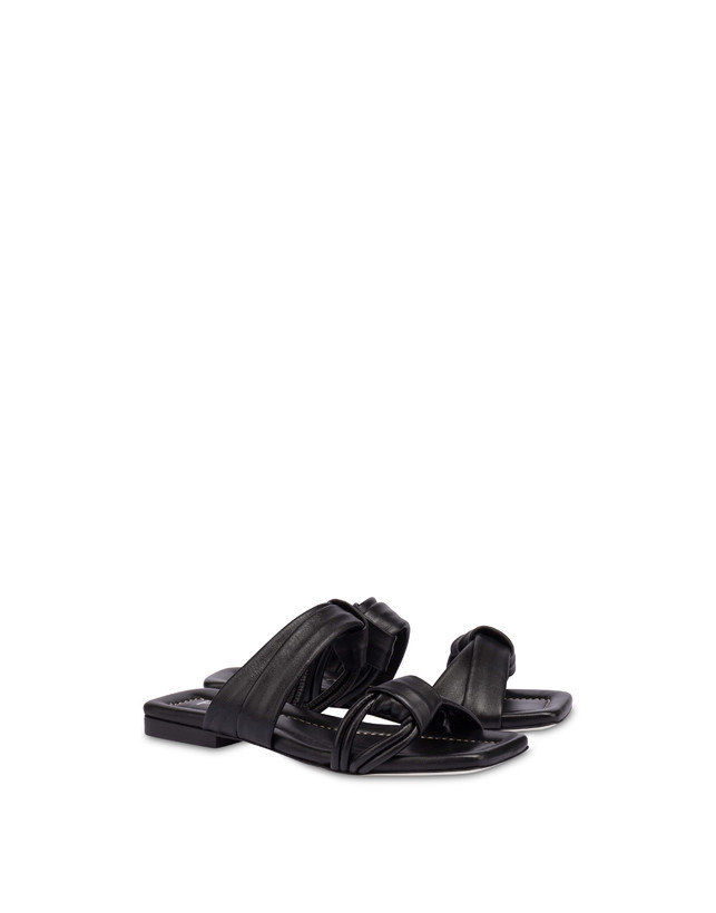 Pollini Sandali Flat In Nappa Lady Tie Nero