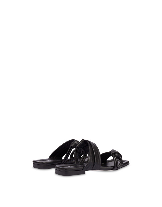 Pollini Sandali Flat In Nappa Lady Tie Nero