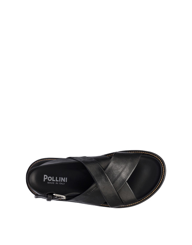 Pollini Sandali Flat In Nappa Natural Feeling Nero