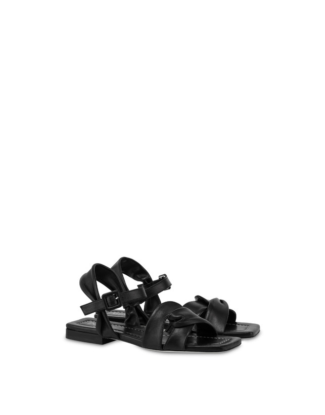 Pollini Sandali Flat In Nappa Oasis Nero