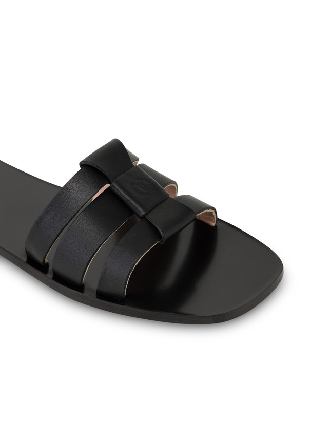 Pollini Sandali Flat In Vacchetta Sahara Nero