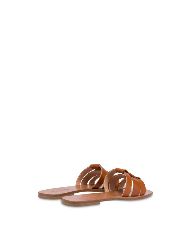 Pollini Sandali Flat In Vacchetta Sahara Wood