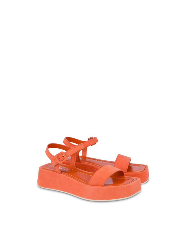 Pollini Sandali Flatform In Camoscio Seventy Coral