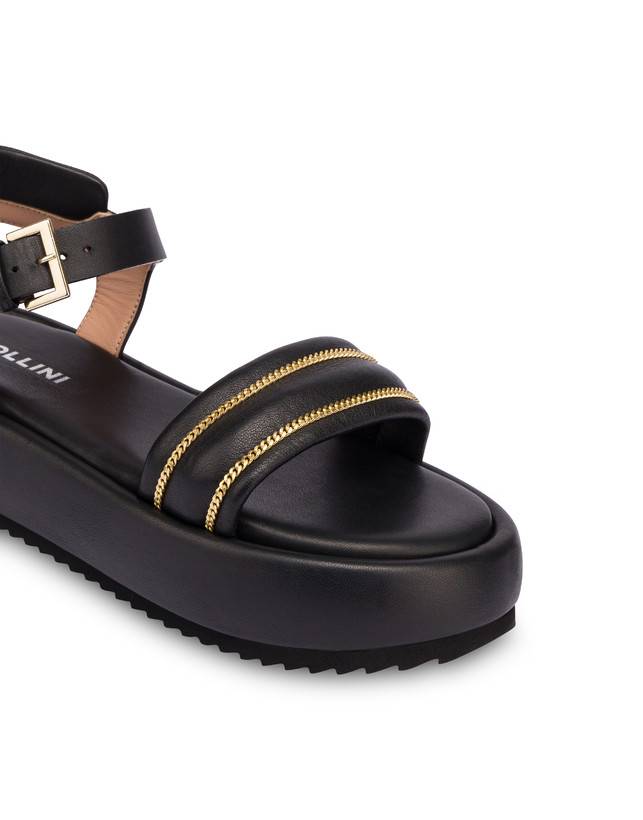 Pollini Sandali Flatform In Nappa Lady Tie Nero