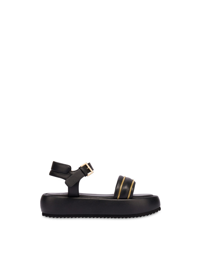 Pollini Sandali Flatform In Nappa Lady Tie Nero