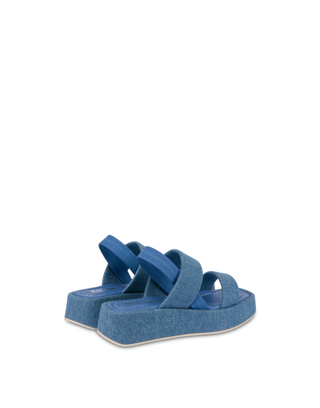 Pollini Sandali Flatform In Tessuto Denim Denim