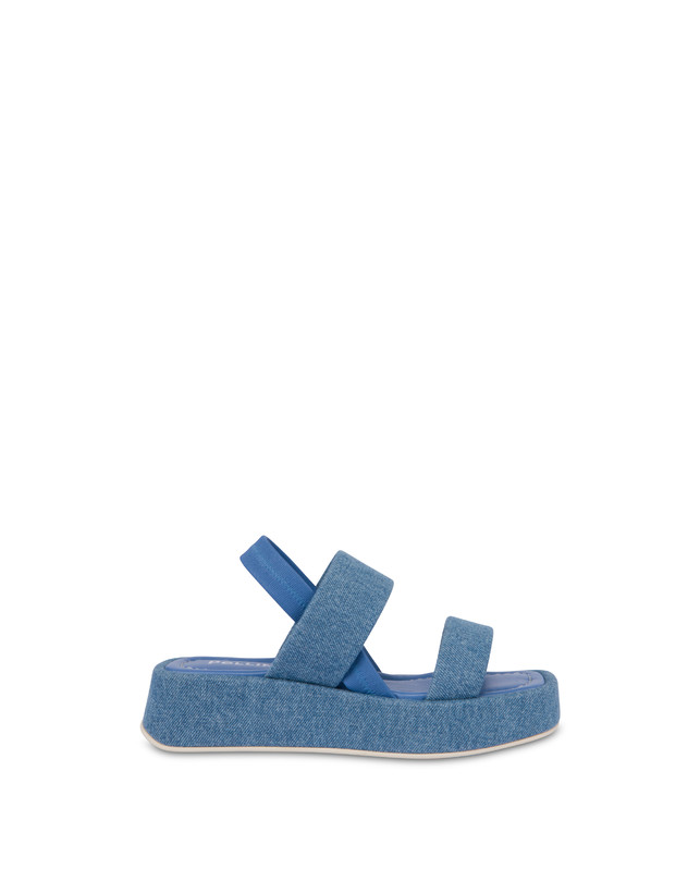 Pollini Sandali Flatform In Tessuto Denim Denim