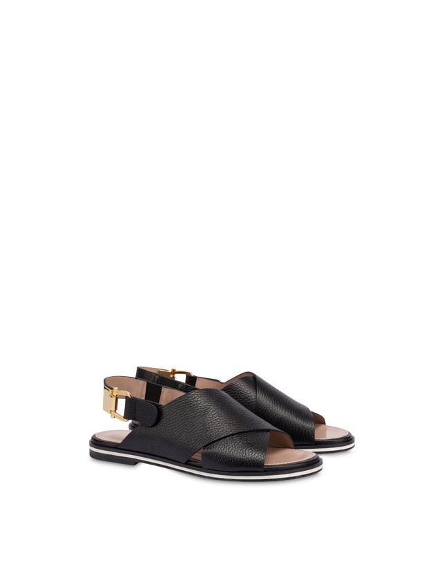 Pollini Sandali Flatform In Vitello Synthesis Nero