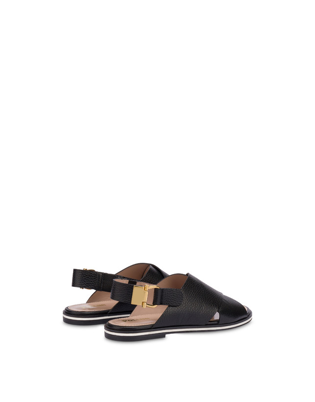 Pollini Sandali Flatform In Vitello Synthesis Nero