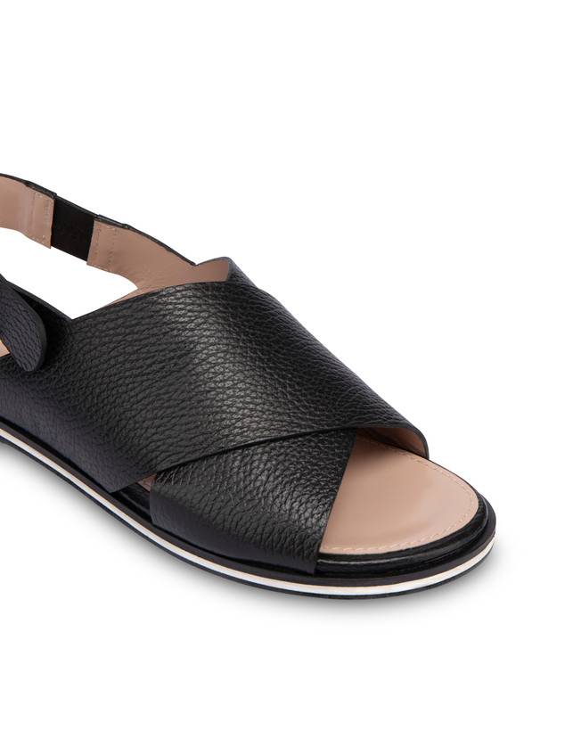 Pollini Sandali Flatform In Vitello Synthesis Nero