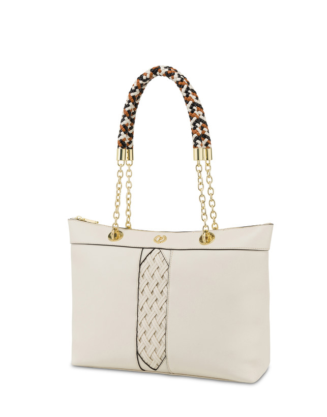 Pollini Shopper Con Intreccio Agadir Avorio
