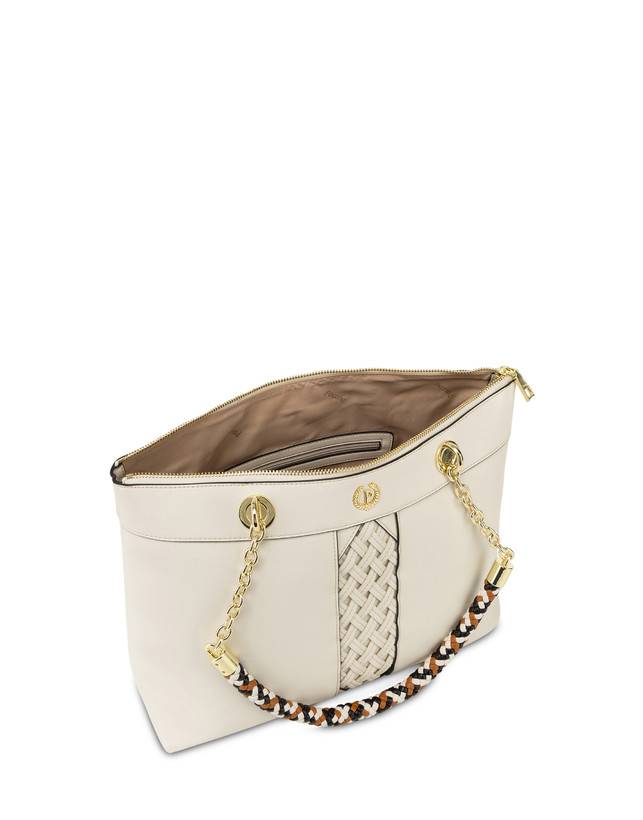 Pollini Shopper Con Intreccio Agadir Avorio