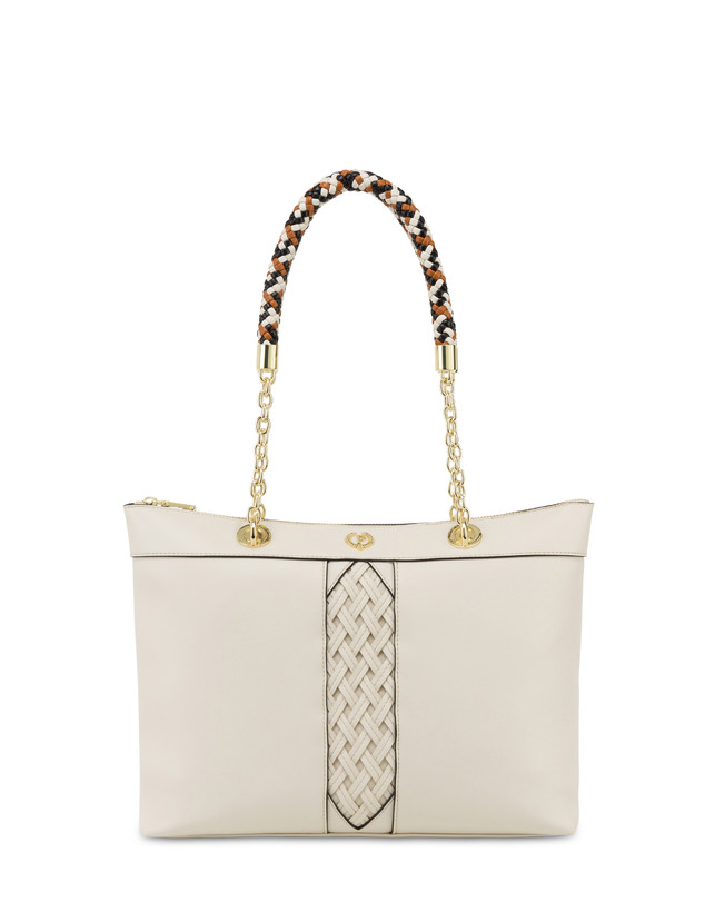 Pollini Shopper Con Intreccio Agadir Avorio