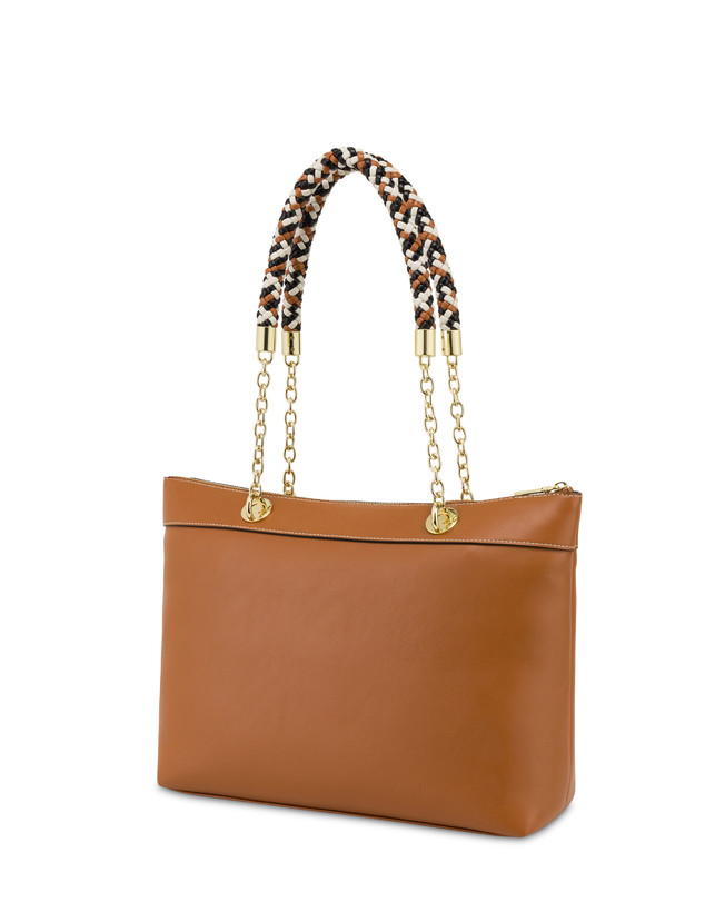 Pollini Shopper Con Intreccio Agadir Cuoio