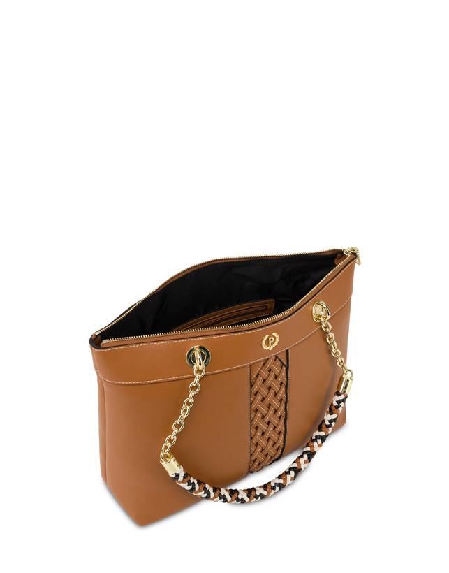 Pollini Shopper Con Intreccio Agadir Cuoio