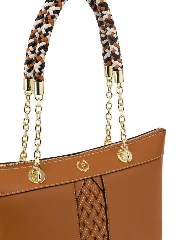 Pollini Shopper Con Intreccio Agadir Cuoio