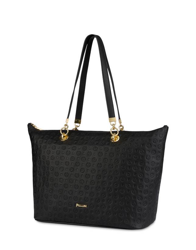 Pollini Shopping Bag Heritage Logo Embossed Nero