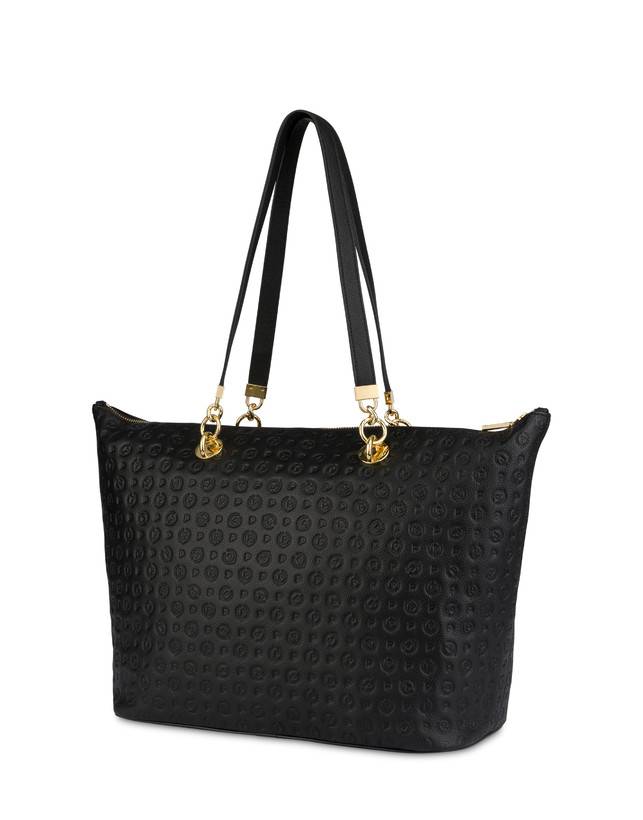 Pollini Shopping Bag Heritage Logo Embossed Nero