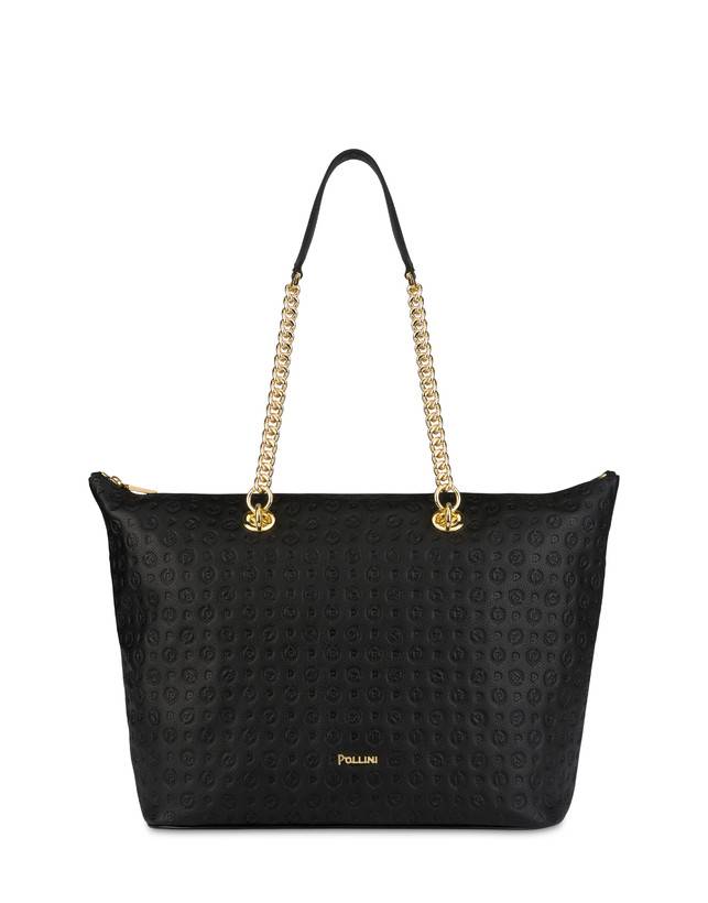Pollini Shopping Bag Heritage Logo Embossed Nero