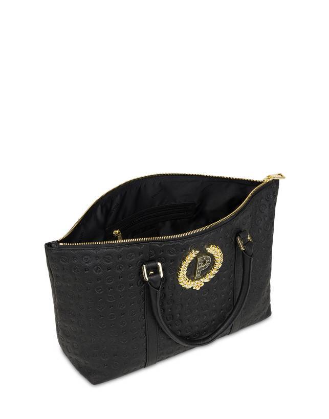 Pollini Shopping Bag Heritage Logo Embossed Nero