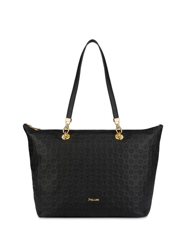 Pollini Shopping Bag Heritage Logo Embossed Nero