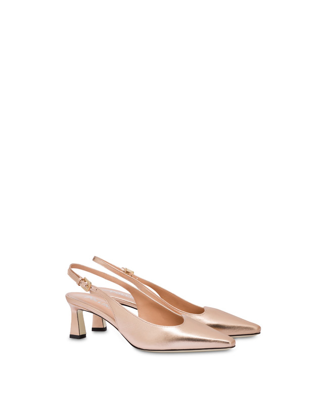 Pollini Slingback In Nappa Laminata Wave Rame