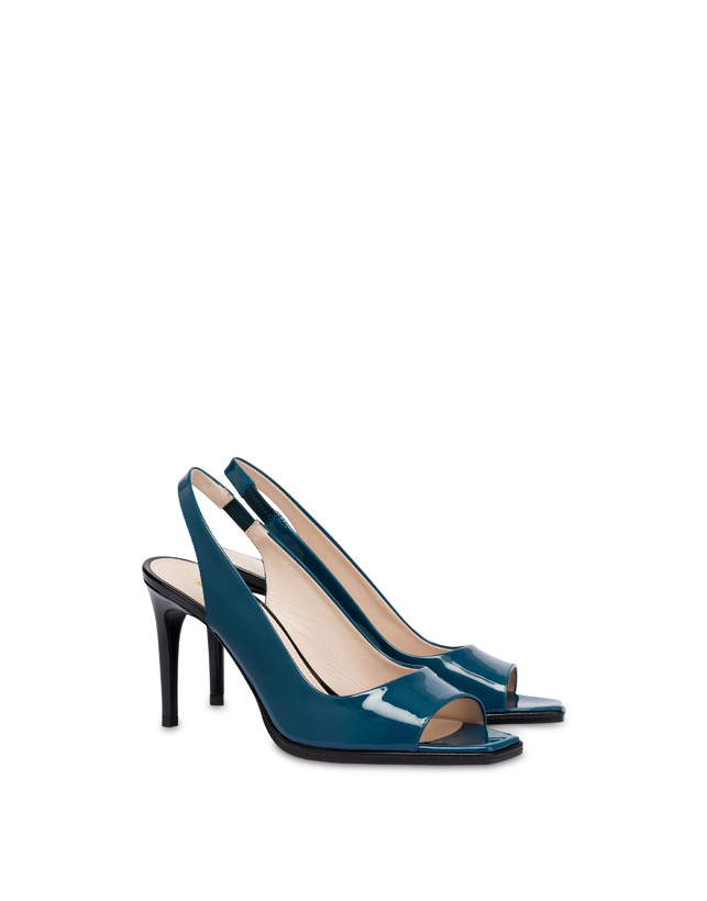 Pollini Slingback In Vernice Attitude Pavone/nero