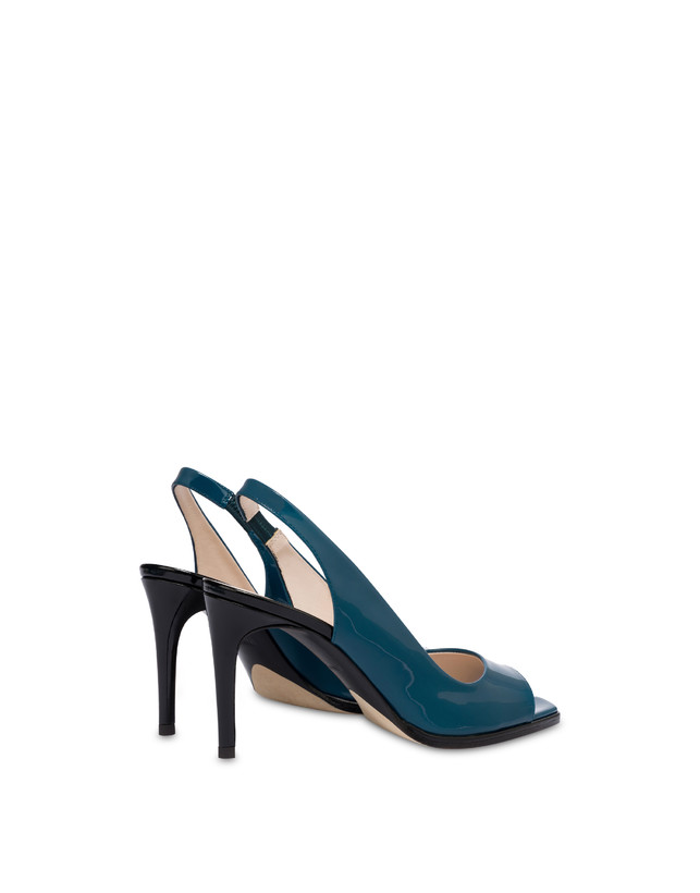 Pollini Slingback In Vernice Attitude Pavone/nero