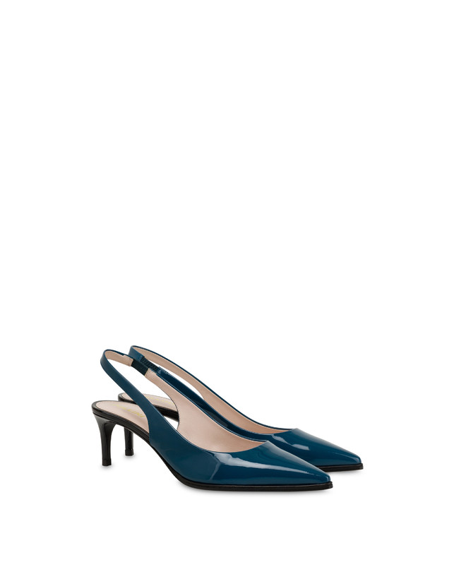 Pollini Slingback In Vernice Attitude Pavone/nero