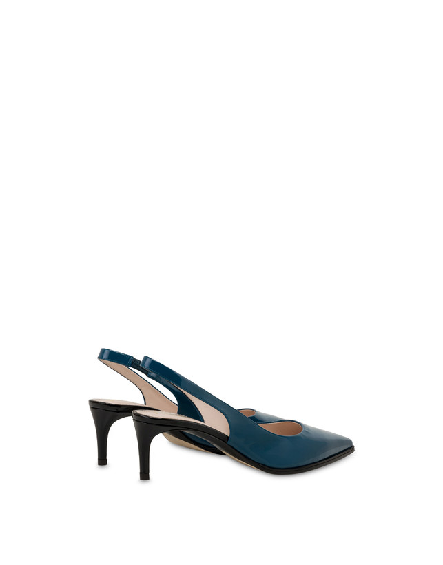 Pollini Slingback In Vernice Attitude Pavone/nero