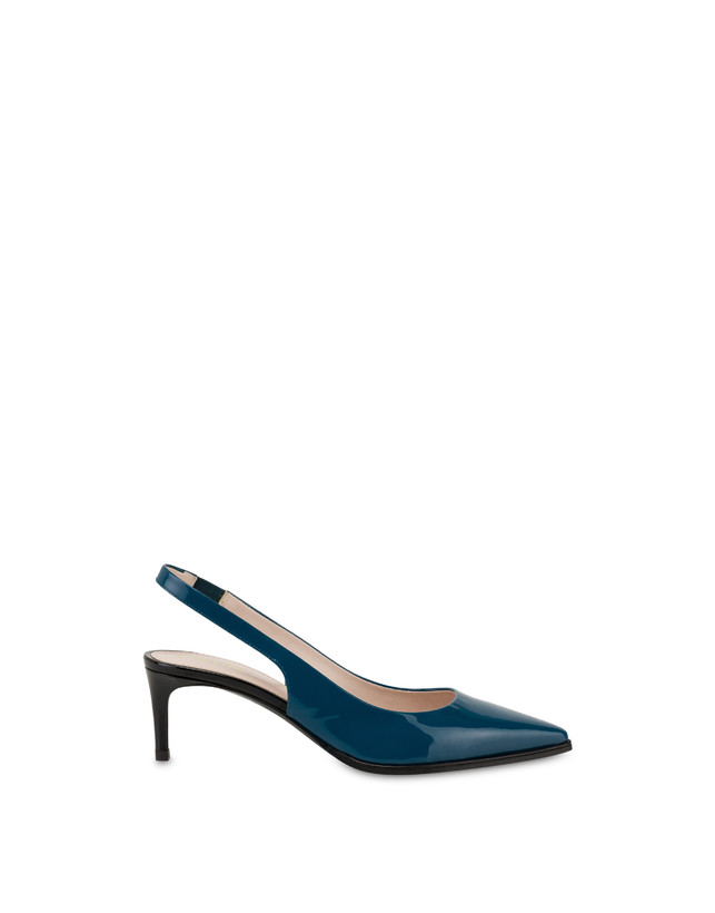 Pollini Slingback In Vernice Attitude Pavone/nero