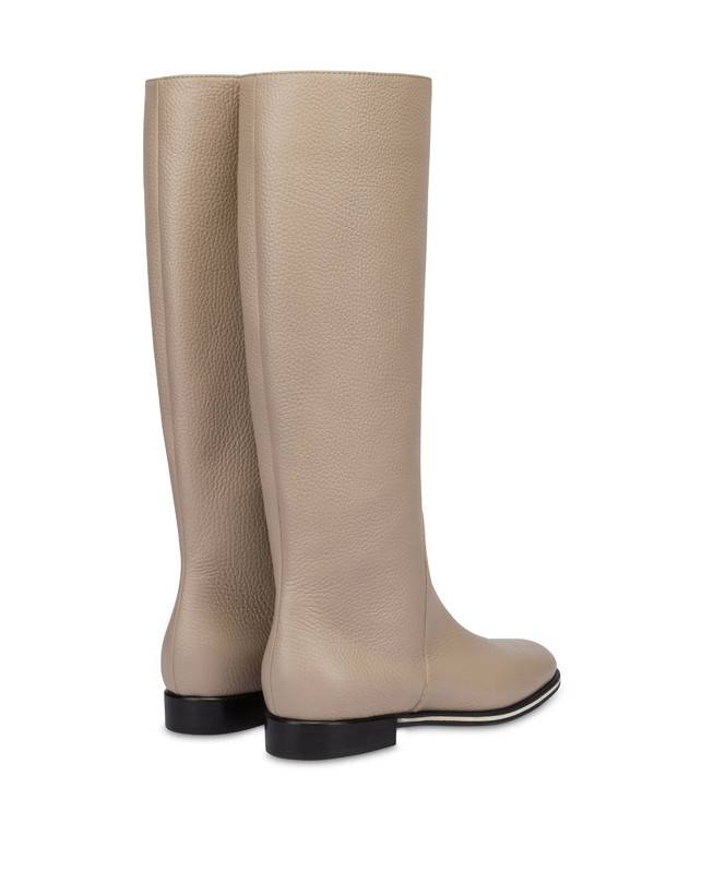 Pollini Stivale Flat In Vitello Core Avorio