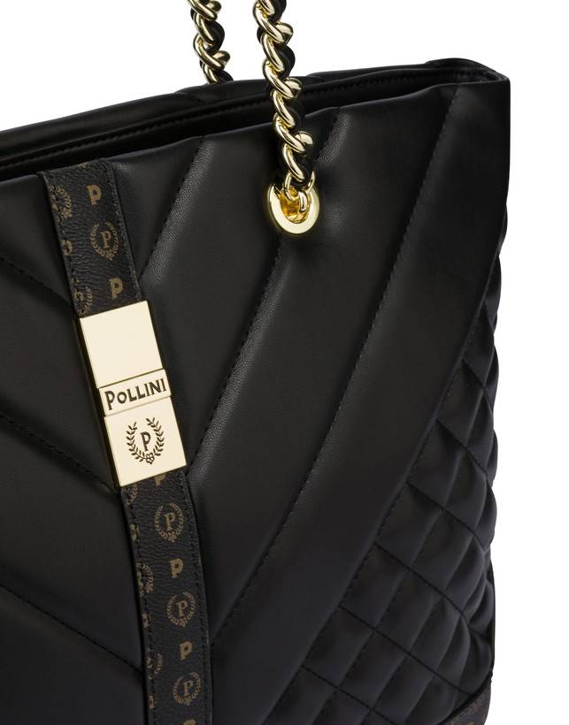 Pollini Tote Bag Matelassé Backgammon Nero/nero
