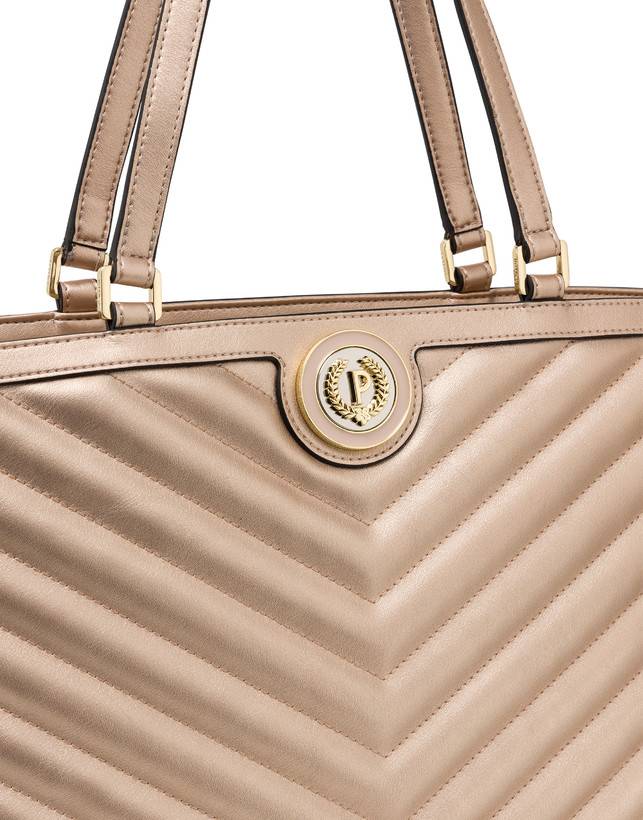 Pollini Tote Bag Matelassé Sunbeam Rose Gold