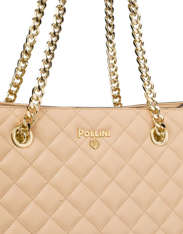 Pollini Tote Bag Trapuntata Interlock Beige/beige