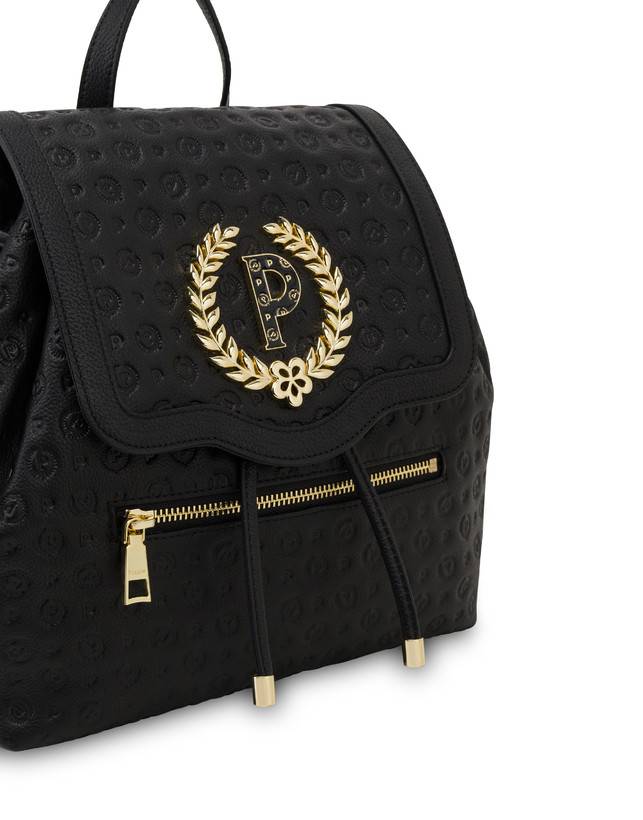 Pollini Zaino Heritage Logo Embossed Nero