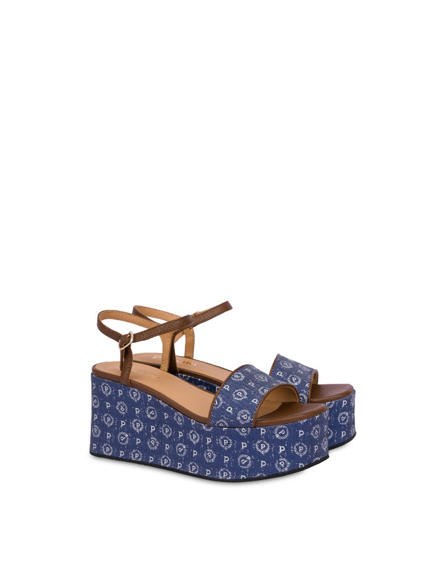 Pollini Zeppa Heritage Denim Jacquard Blu/marrone