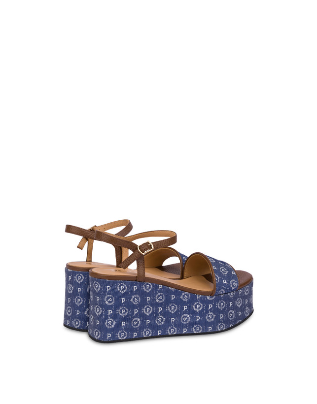 Pollini Zeppa Heritage Denim Jacquard Blu/marrone