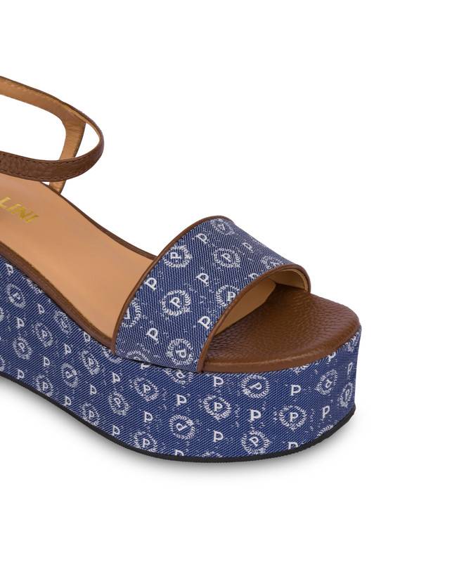 Pollini Zeppa Heritage Denim Jacquard Blu/marrone