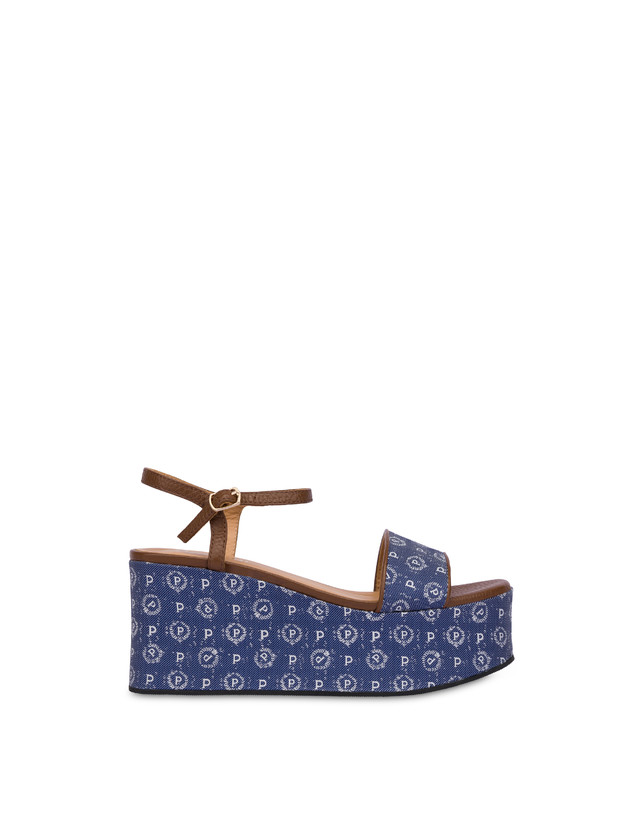 Pollini Zeppa Heritage Denim Jacquard Blu/marrone